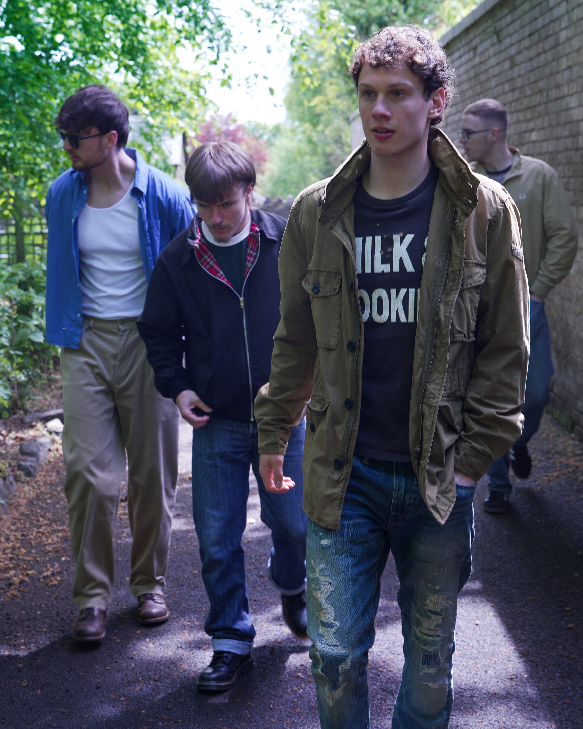 The four members of The Cwtch walking together in South Wales